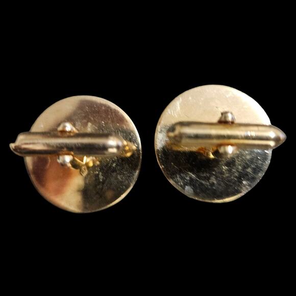 Swank Gold-Tone Cufflinks w/ Purple Quartz Gemstones – Vintage Round Design - Picture 3 of 5